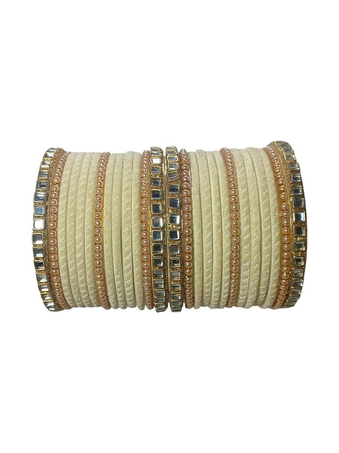 SD Star Cream Glass Artificial Stones & Beads Bangle