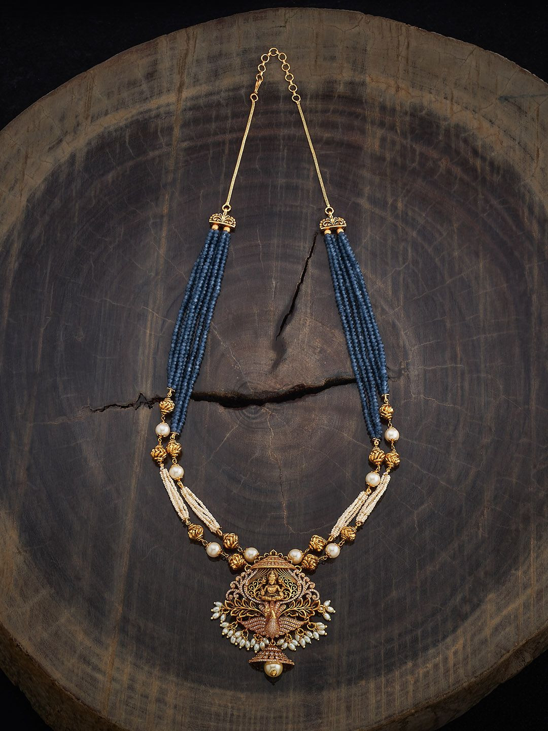 Kushal's Fashion Jewellery  Copper Sapphire Gold-Plated Antique Necklace