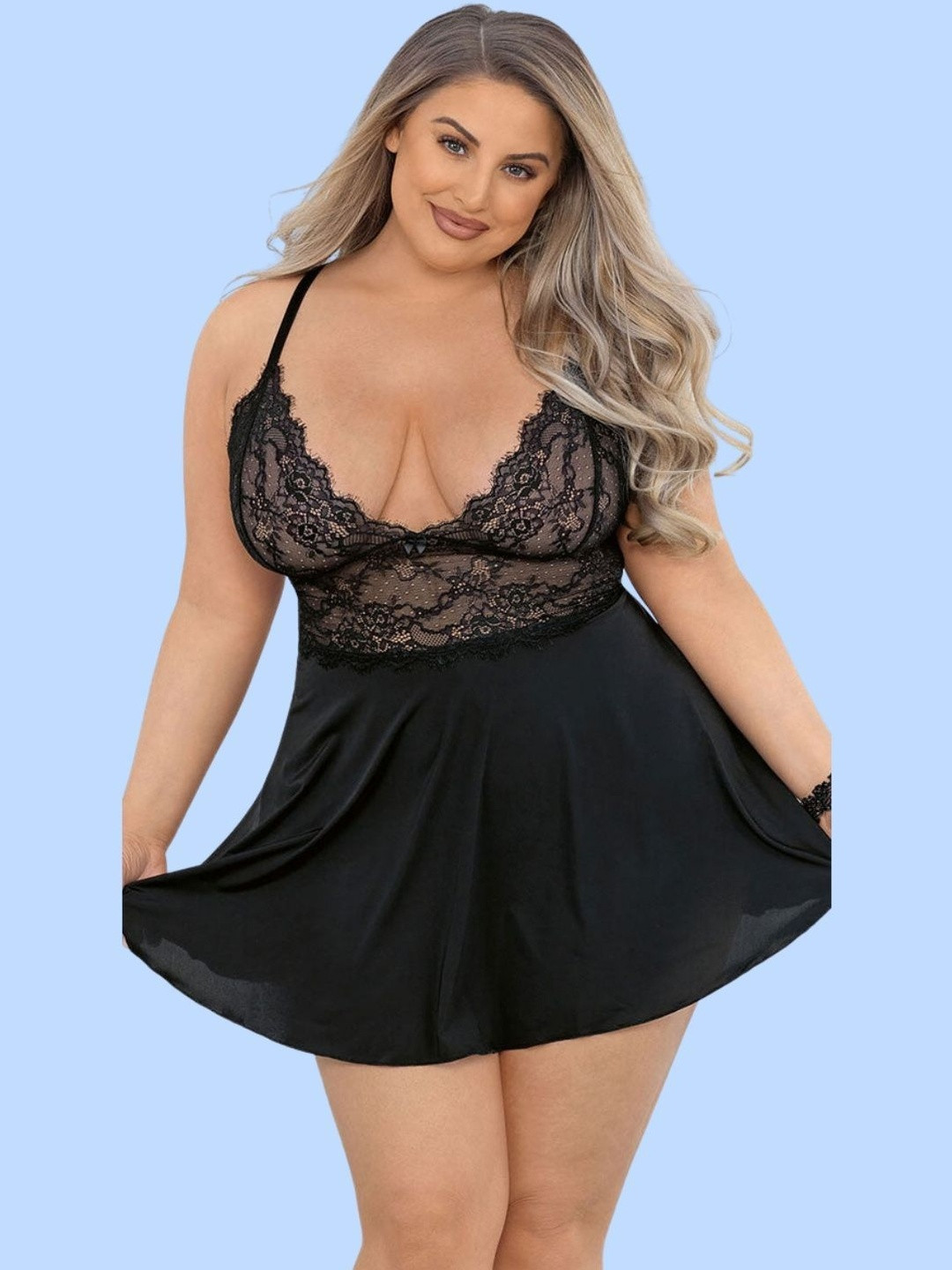 MYZA Women Self Design Shoulder Straps Baby Doll