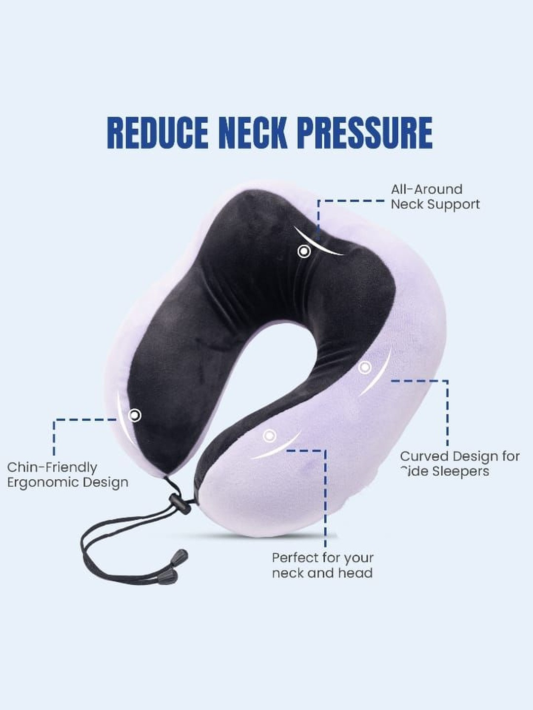 PILLOW TREE Solid Memory Foam Filled Faux Velvet Ultra Soft Travel Pillow