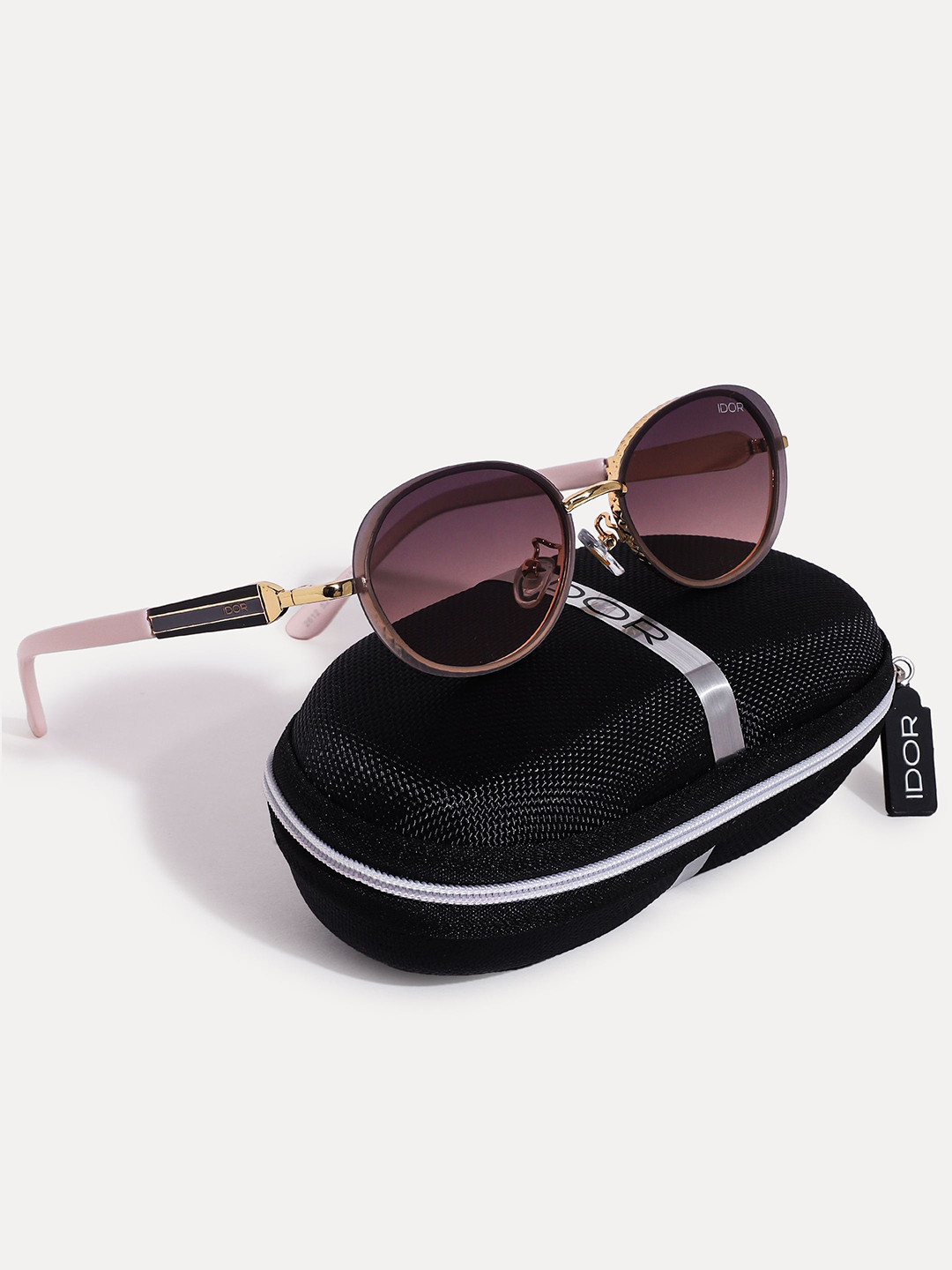 IDOR Women Full Rim UV Protected Gold-Toned Oval Sunglasses IDOR-2612-GRDPUR