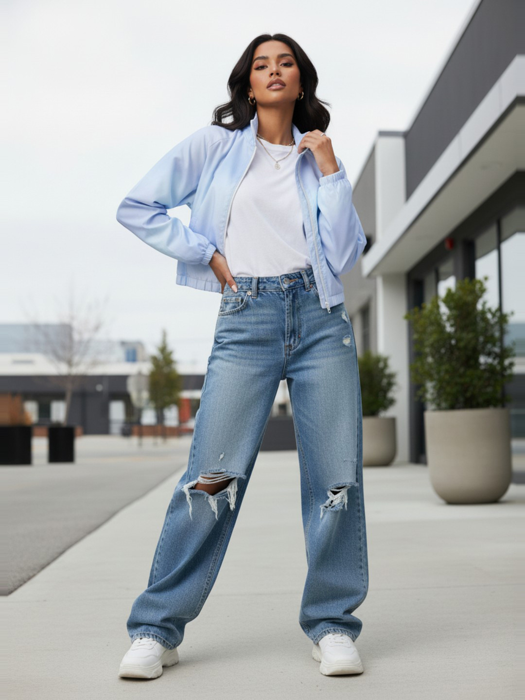 glitchez Tie & Dye Mock Collar Crop Bomber Jacket