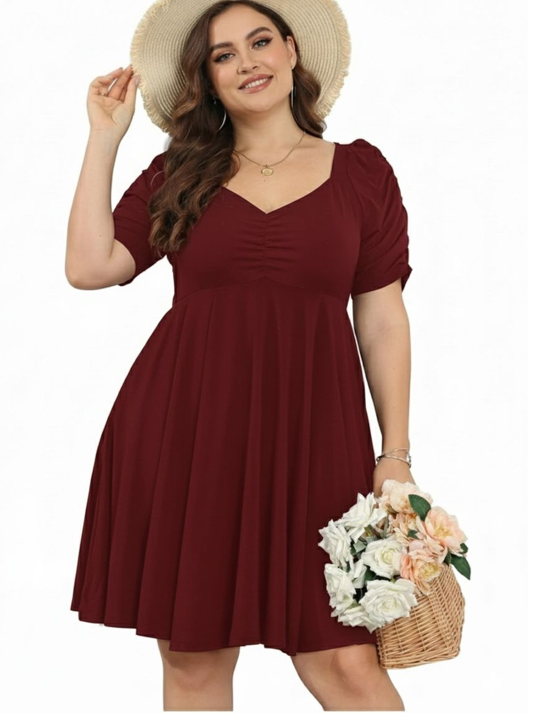 C4D Puff Sleeve Fit & Flare Dress