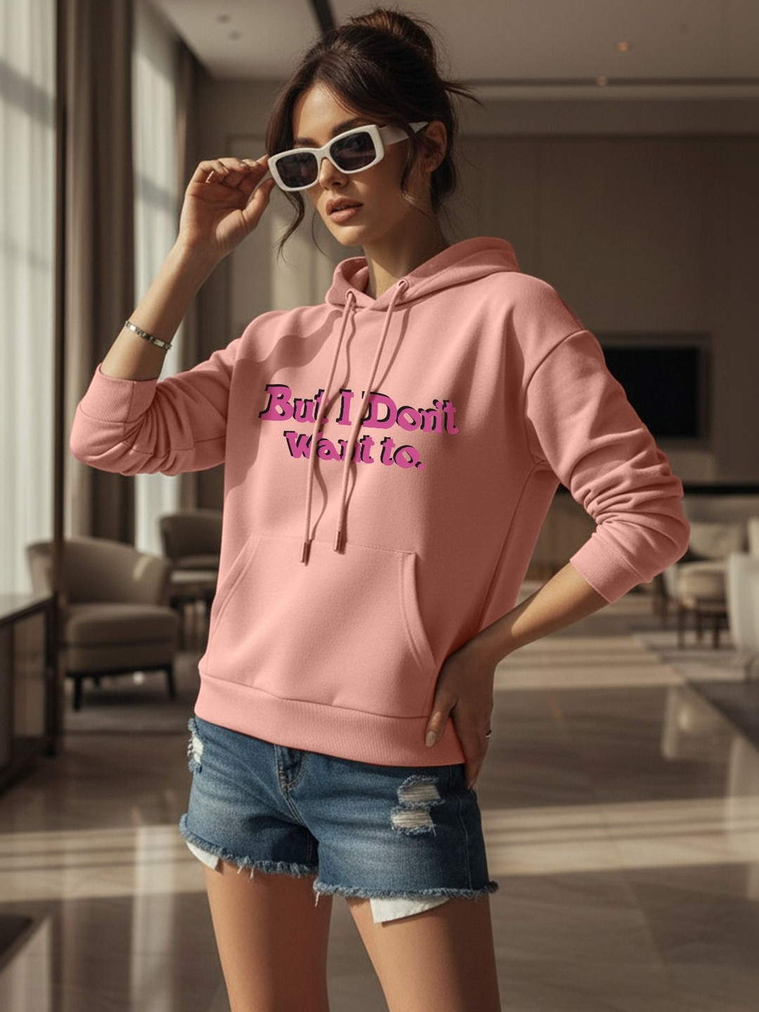 JUNEBERRY Women Printed Hooded Sweatshirt