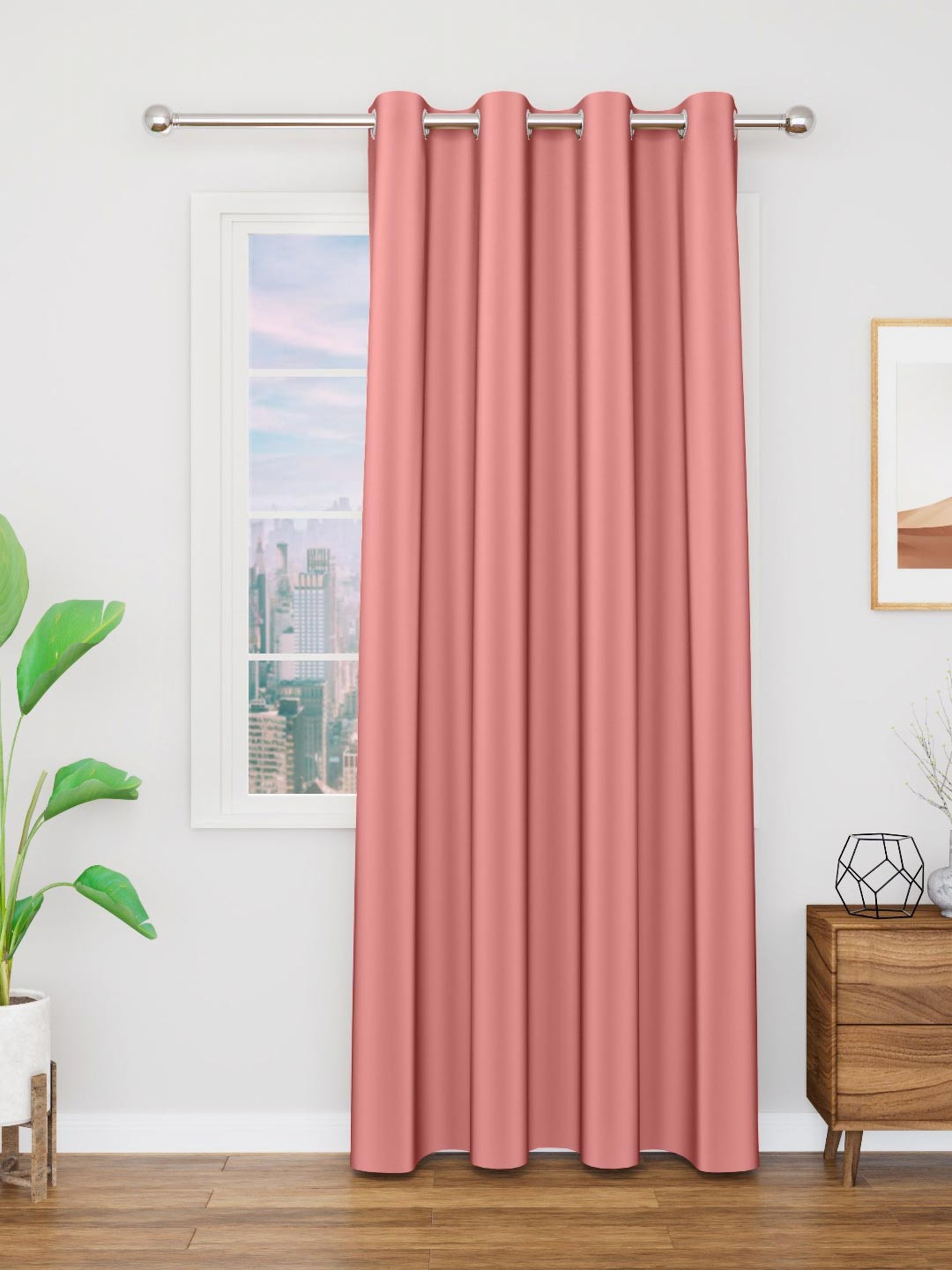 TOP DRAPES Pink Black Out Long Door Curtain