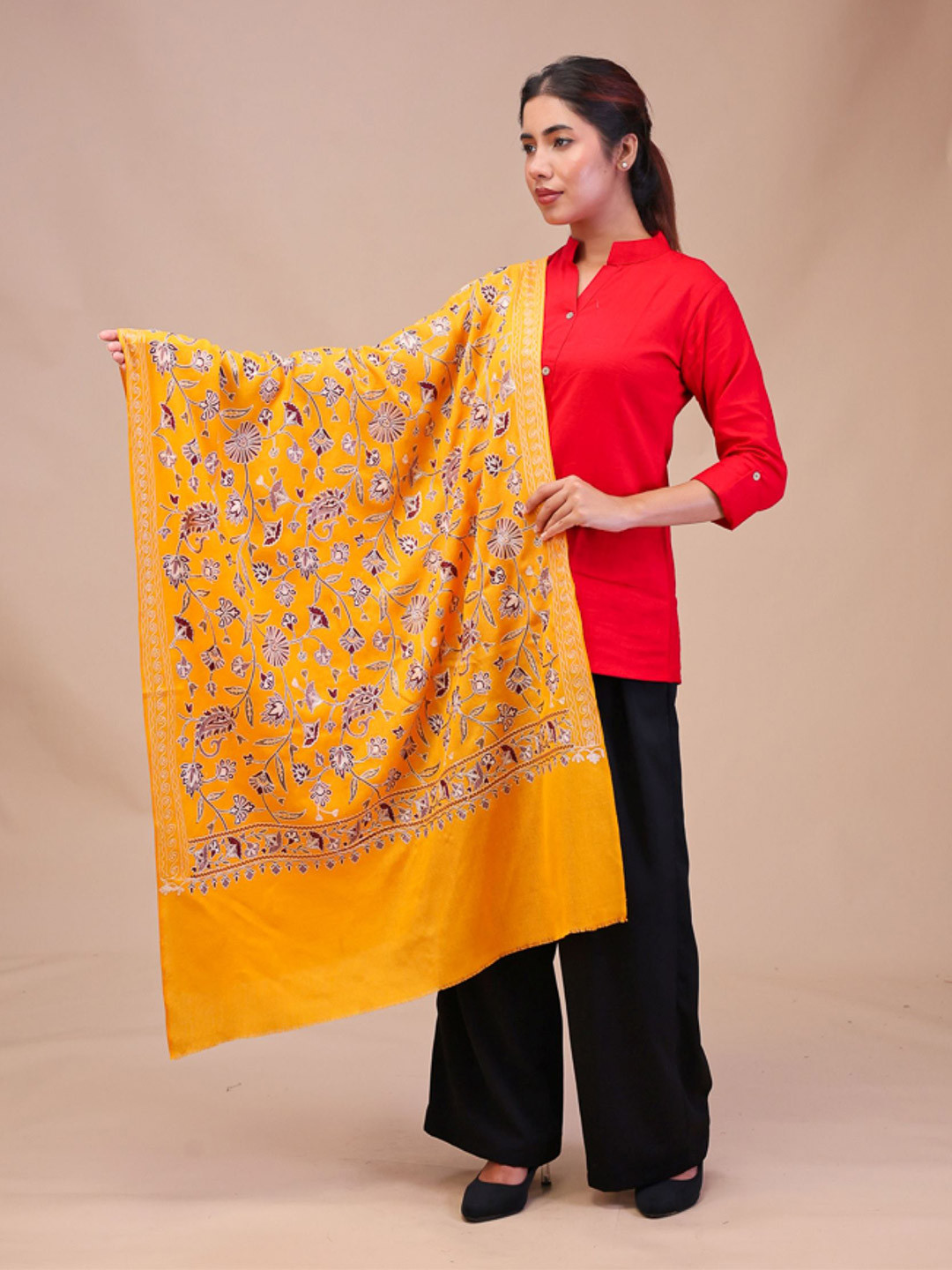 Moda Rapido Women Aari Embroidery Wool Scarf