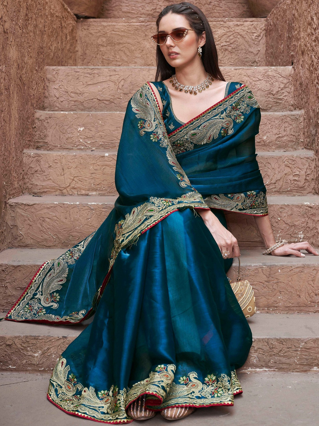 Cotton Printed Kurtis Floral Embroidered Pure Chiffon Heavy Work Saree