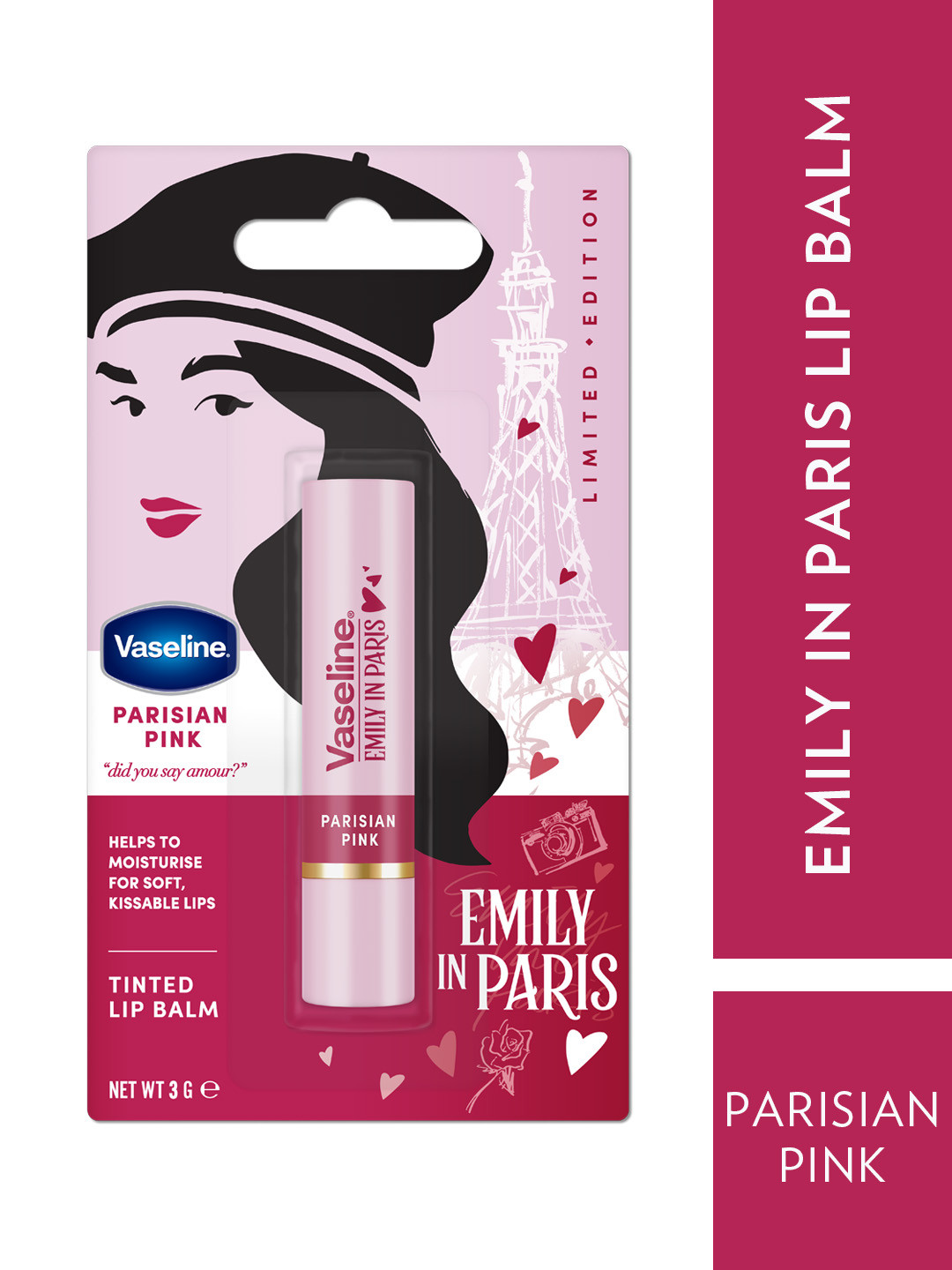 Vaseline Emily in Paris Limited Edition Tinted Lip Balm Stick 3g - Parisian Pink