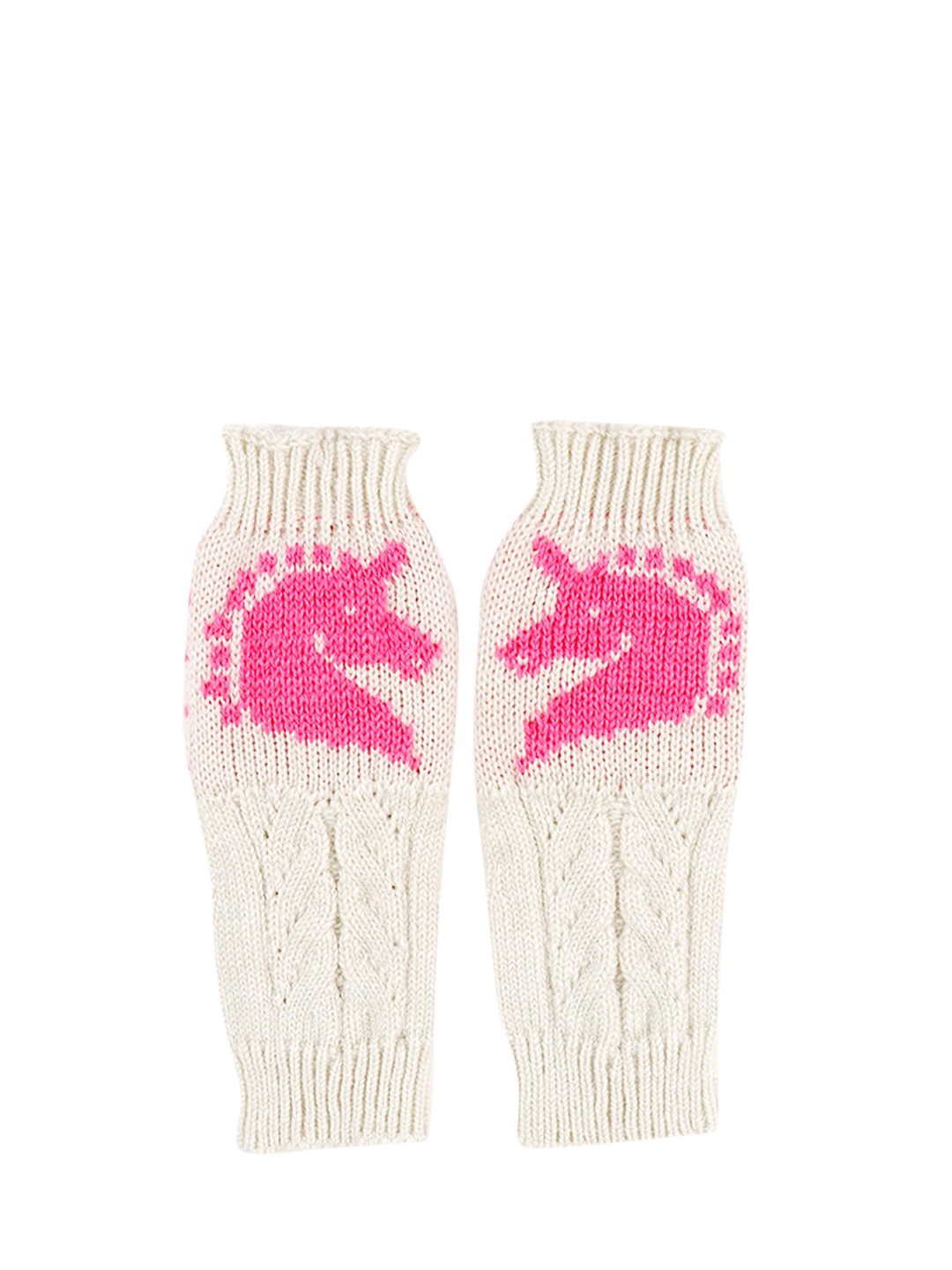 Bharatasya Kids White & Pink Patterned Hand Gloves