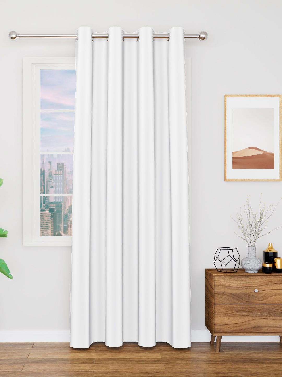 TOP DRAPES Off White Black Out Long Door Curtain