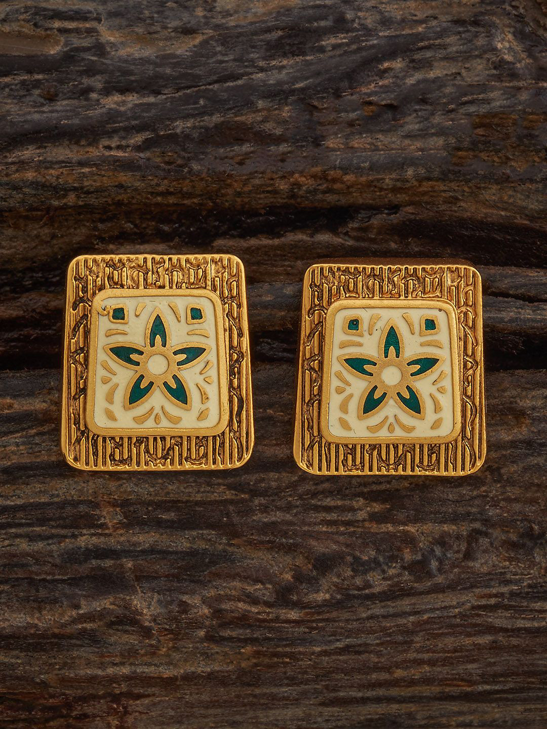 Kushal's Fashion Jewellery  Square Antique Studs Earrings