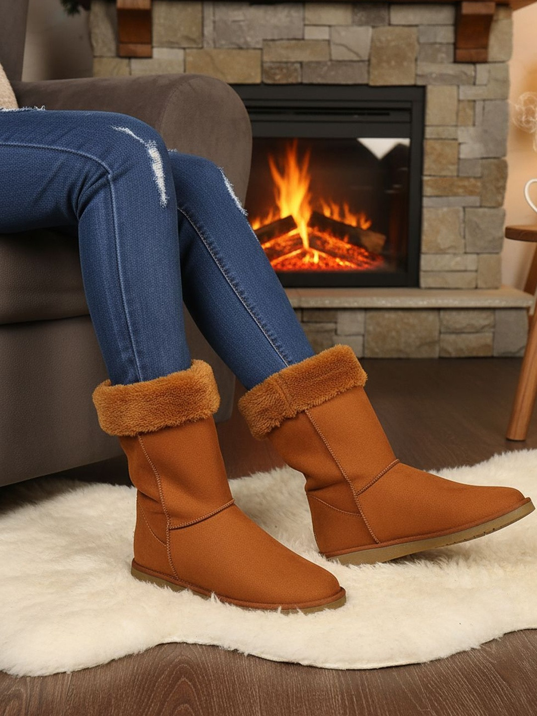 Carlton London Women Mid-Calf Lined Winter Boots
