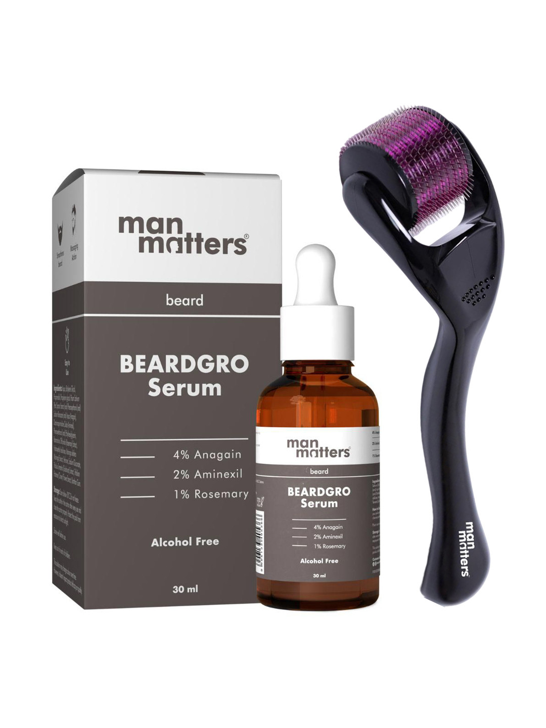 Man Matters BeardGro Serum 30ml with 0.5mm 540 Titanium Alloy Micro Derma Roller