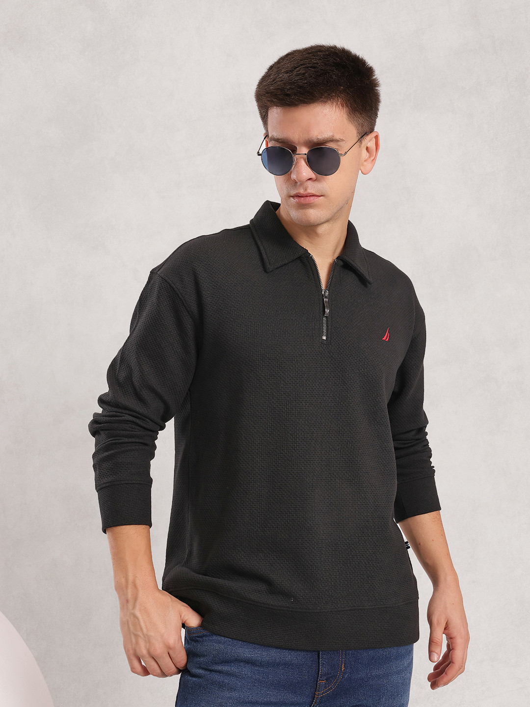 Nautica Shirt Collar Half Zipper Pullover