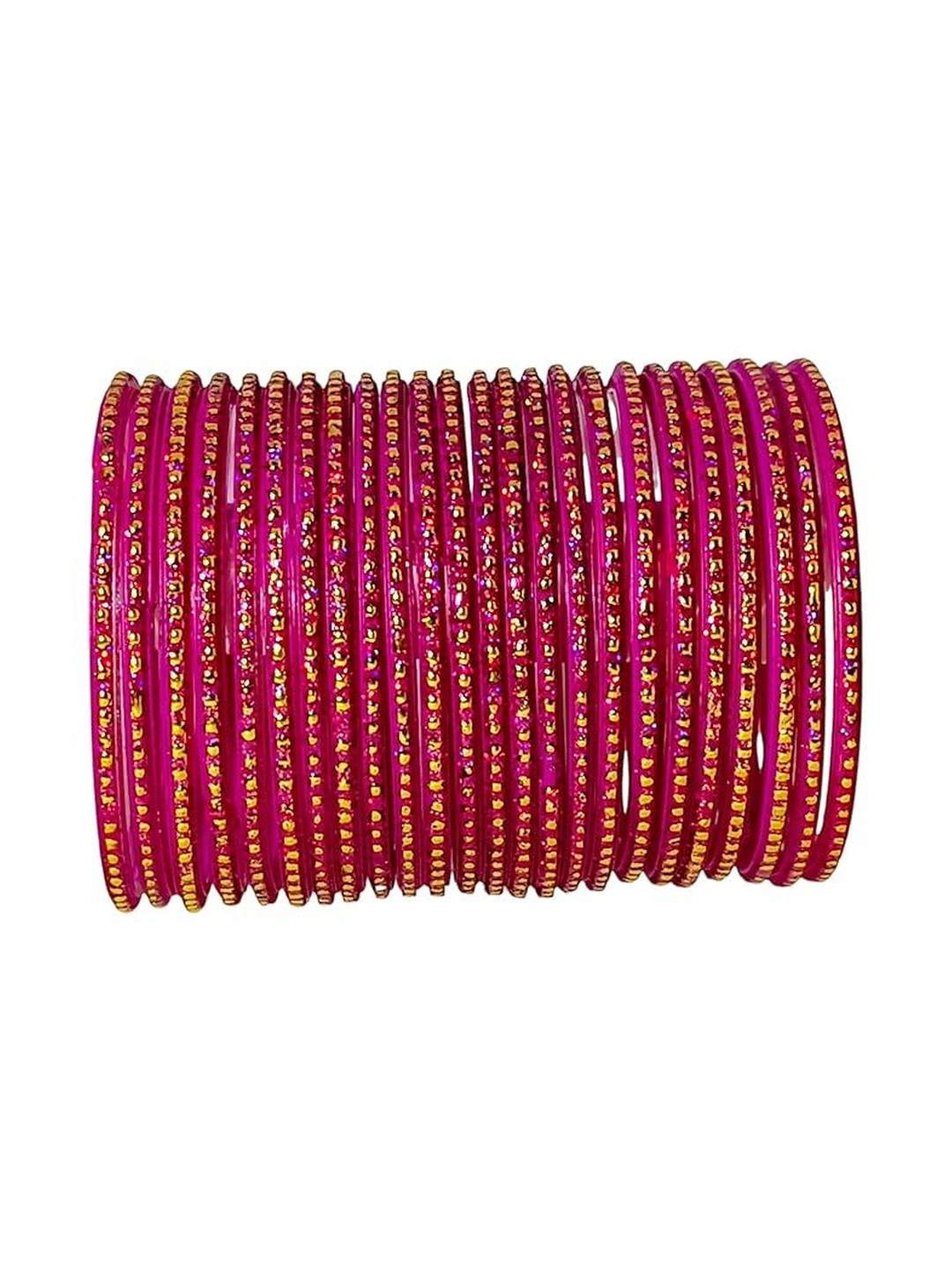 SD Star Magenta Glass Artificial Stones & Beads Bangle