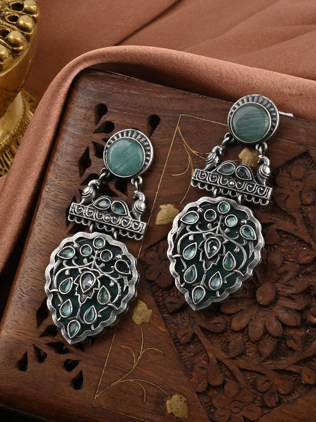 PATOLA BY VJ Leaf Shaped Drop Earrings