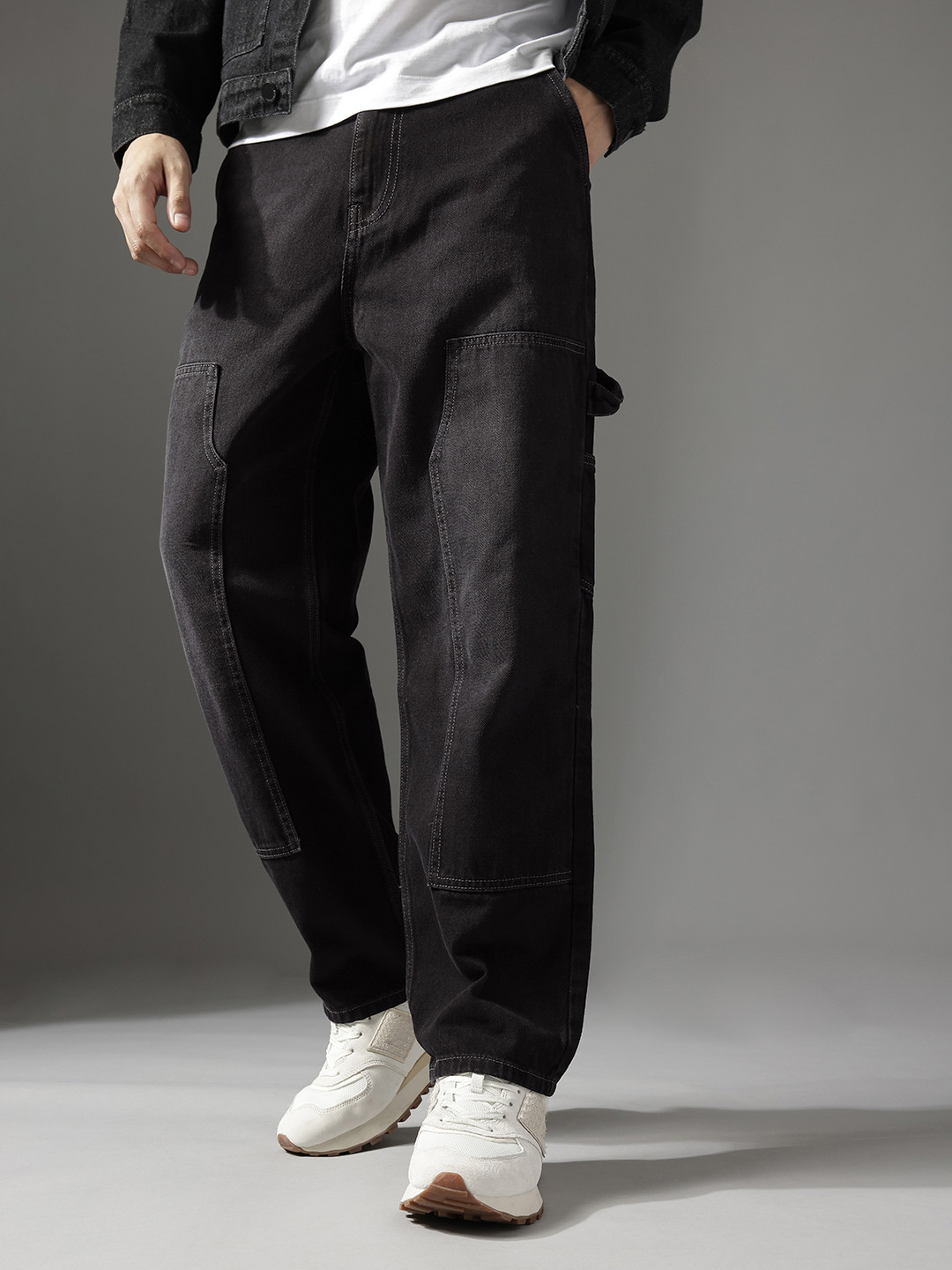 FCUK Men Baggy Light Fade Cargo Styles Pure Cotton Jeans