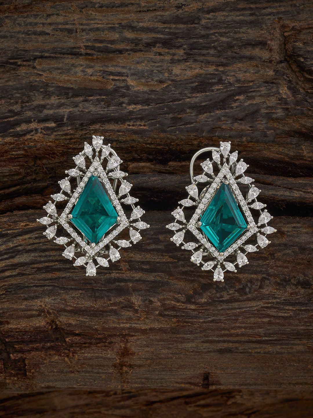 Kushal's Fashion Jewellery Mint Victorian-Embellished Bridal Zircon Tear  Earrings