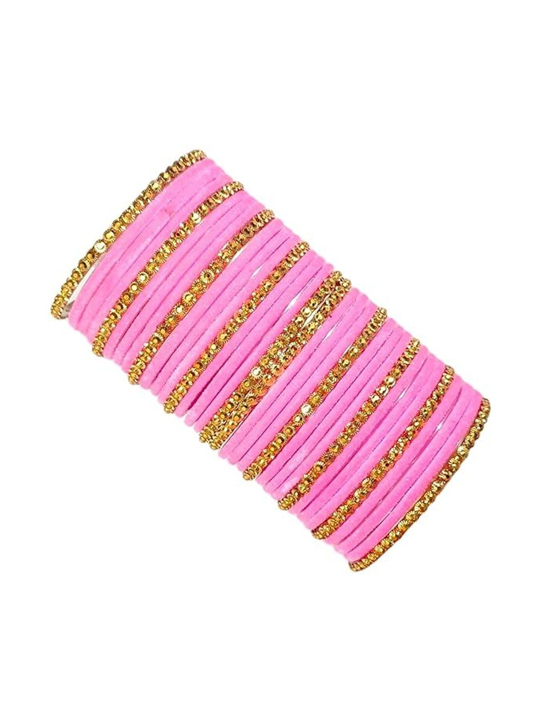 SD Star Pink Glass Artificial Stones & Beads Bangle