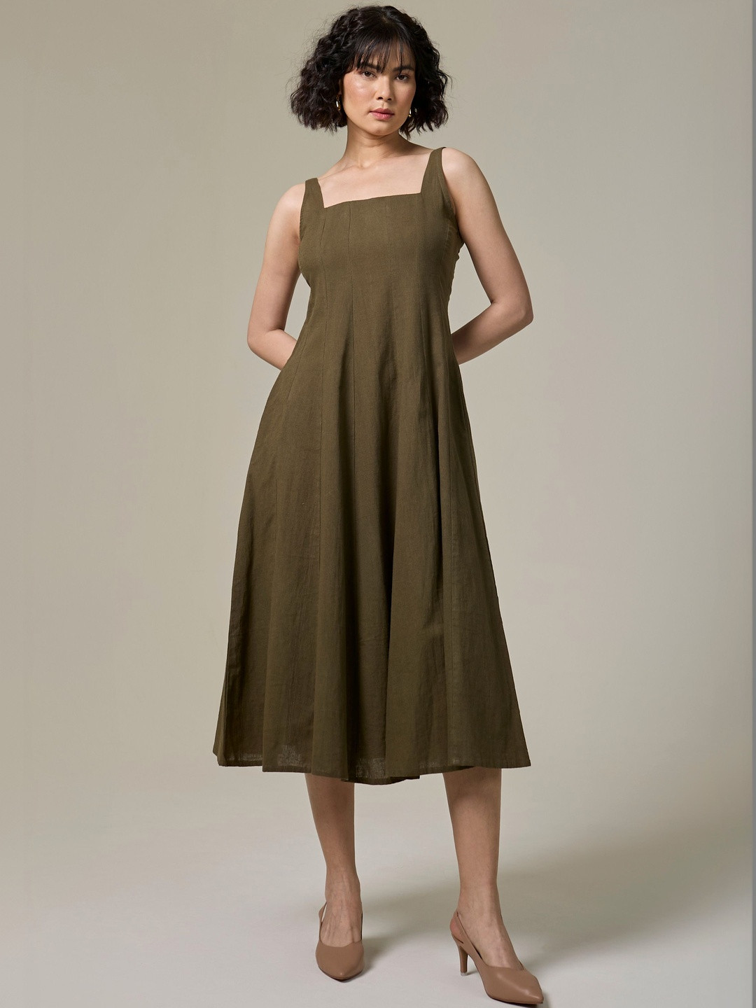 Studio Rabha Fit & Flare Midi Dress