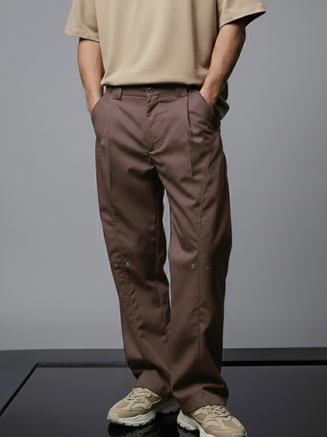 SOKO STREET Men Relaxed Fit Pleated Casual Korean Pants