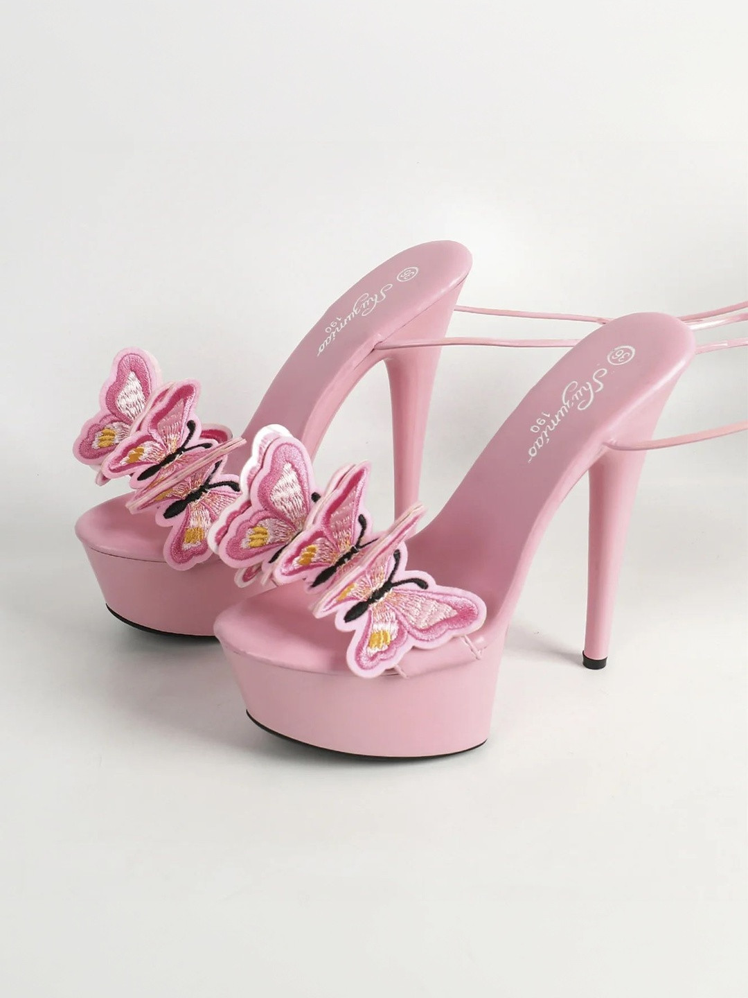 MONRSH Embellished PU Party High-Top Stiletto Pumps