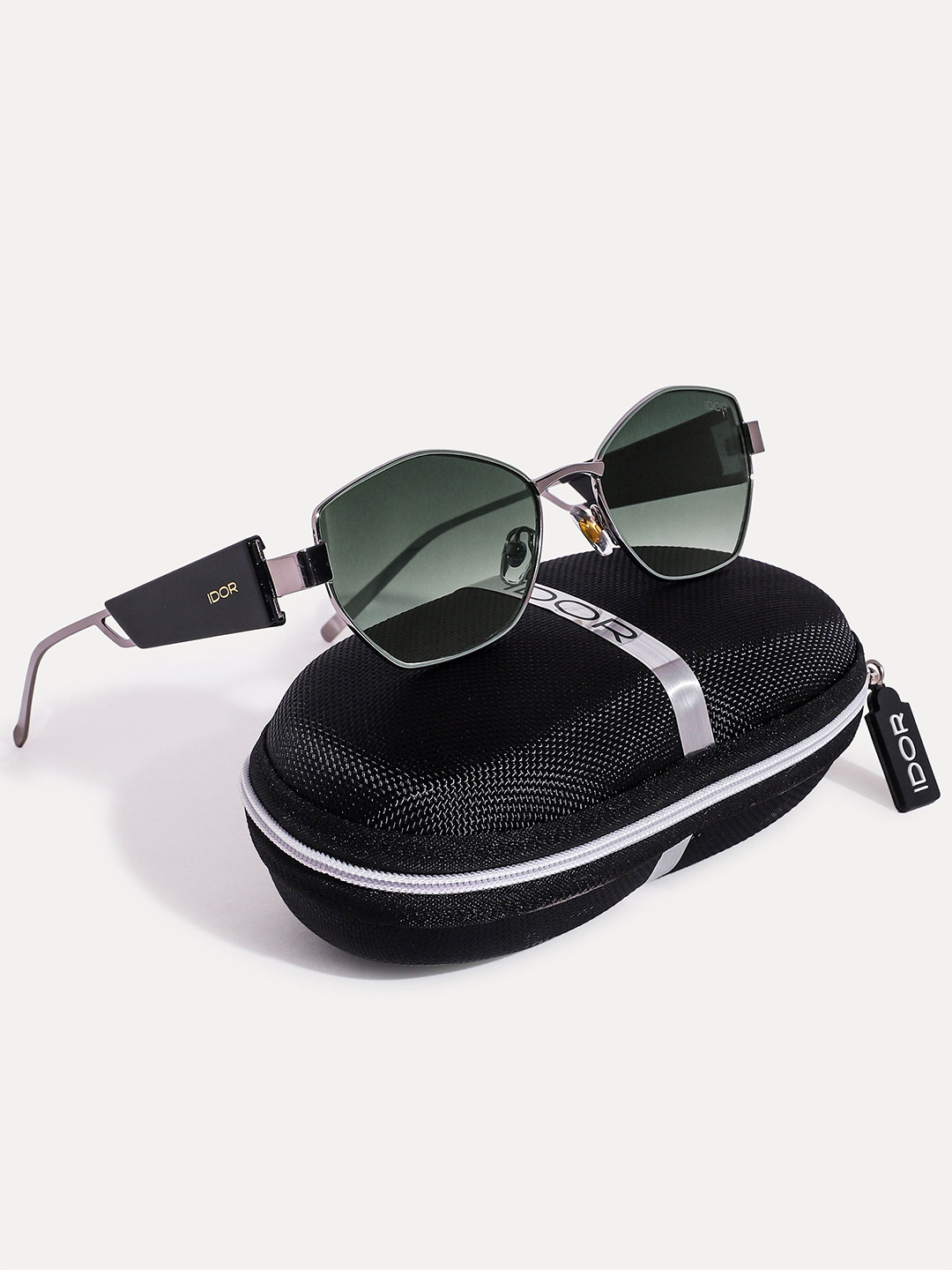 IDOR Women Oval Sunglasses with UV Protected Lens IDOR-69286-GRY