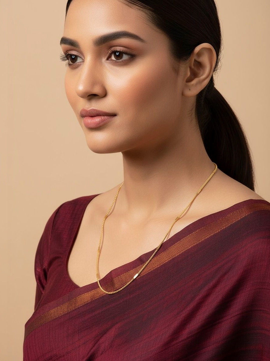 NVR Women Gold-Plated Minimal Chain with S-Hook Closure