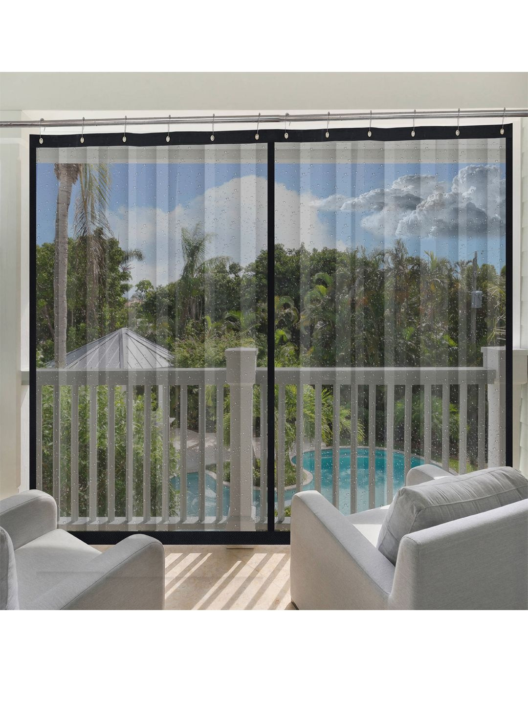 GREEN DECOR Transparent Sheer Window Curtain