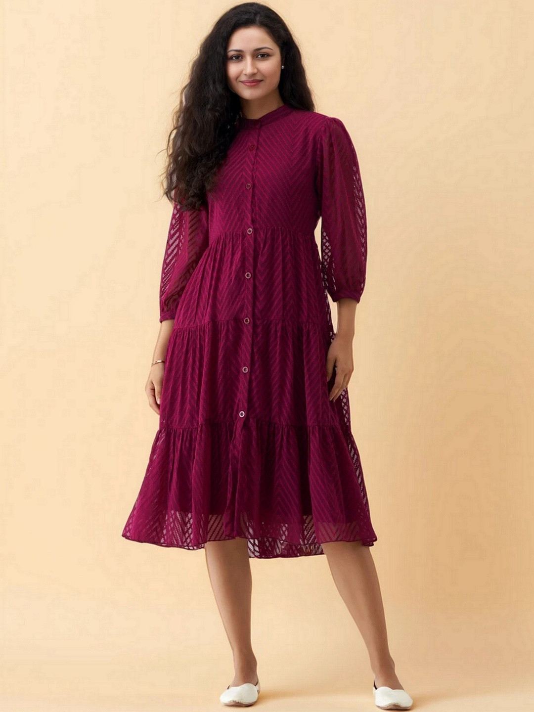 all about you Puff Sleeve Crepe Fit & Flare Dress