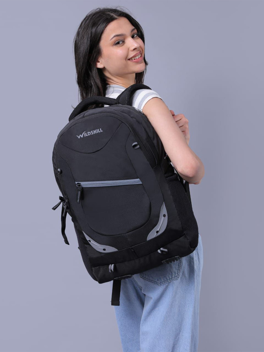 WILDSKILL Unisex Brand Logo Contrast Detail Laptop Backpack with Compression Straps