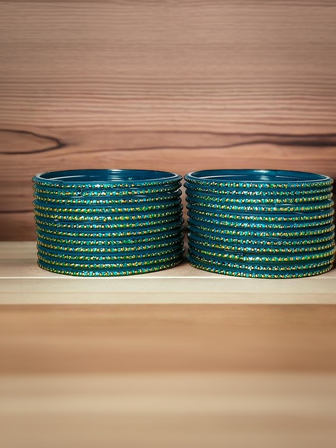 SD Star Teal Glass Artificial Stones & Beads Bangle