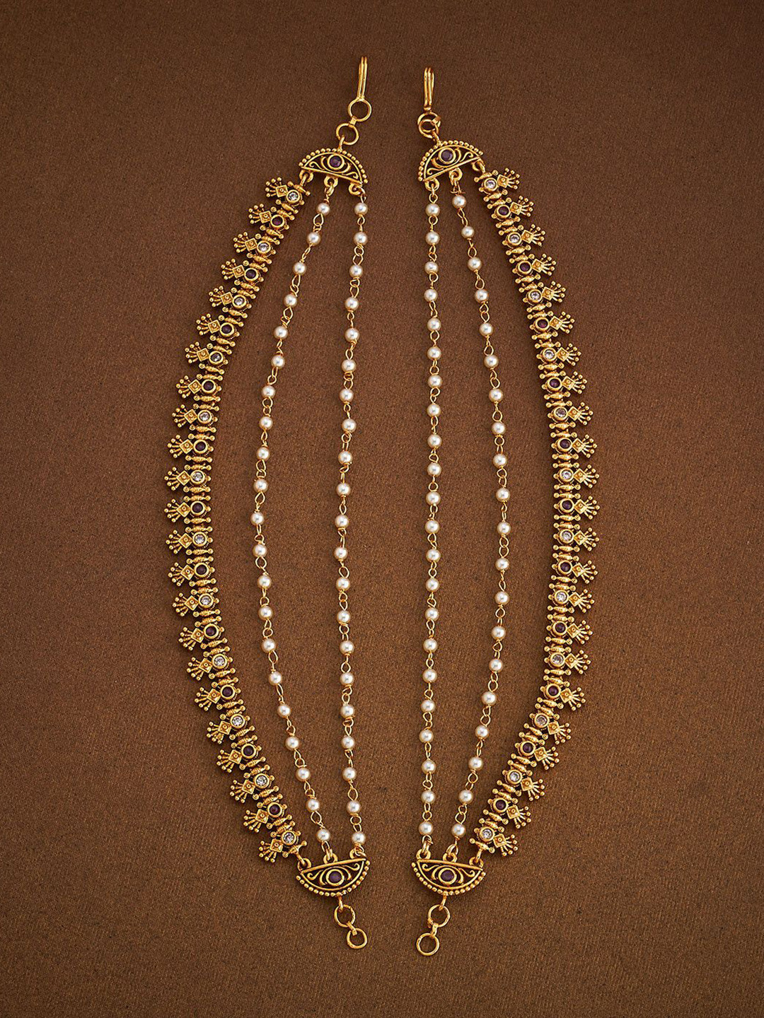 Kushal's Fashion Jewellery Gold-Plated Contemporary Antique Kanakti Drop Earrings