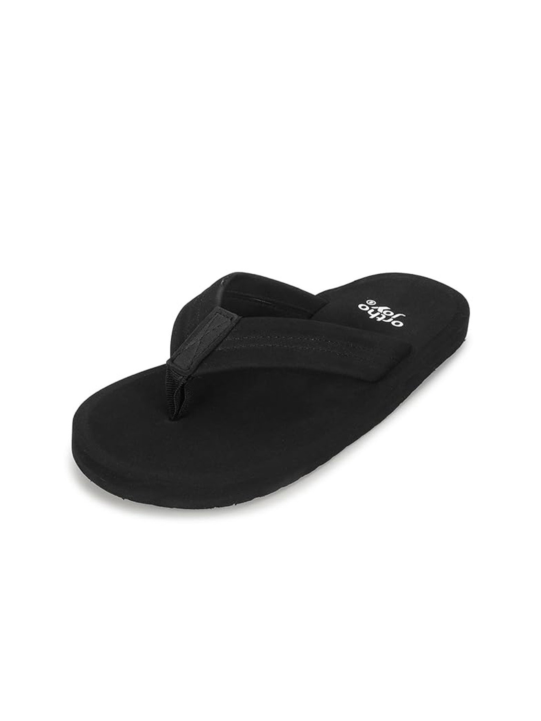 ORTHO JOY Men Black Rubber Casual Thong Flip-Flops