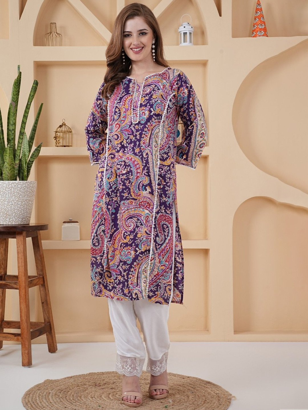 QUEENSFAB Women Paisley Printed Indie Prints Kurta