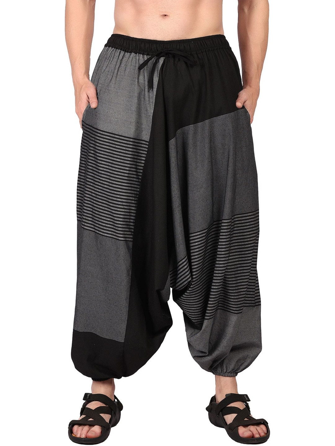 WHITEWHALE Unisex Loose Fit Striped Printed Hippie Boho Gypsy Harem Pants