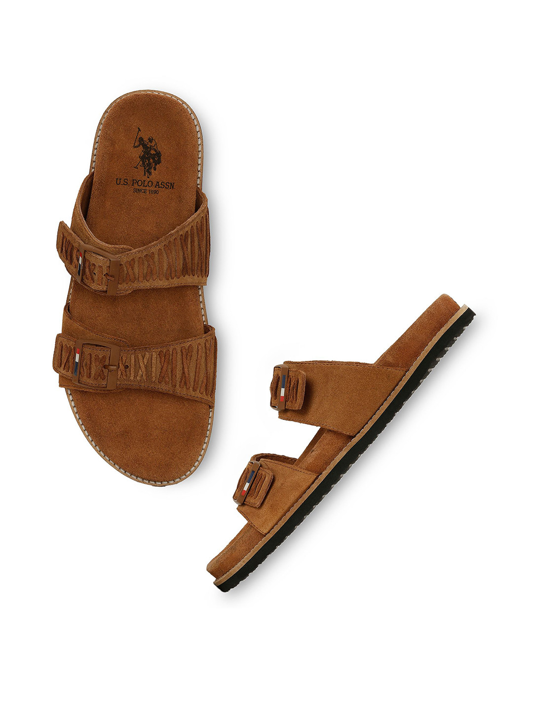 U.S. Polo Assn. SANUSI Men Leather Open Toe Buckle Comfort Sandals