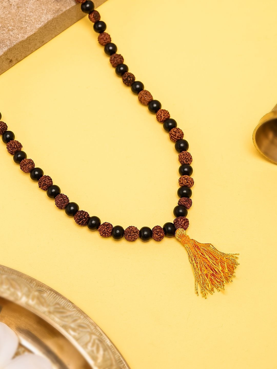 DIVINE HINDU Unisex 108+1 Beads Karungali Rudraksha Tasselled Necklace