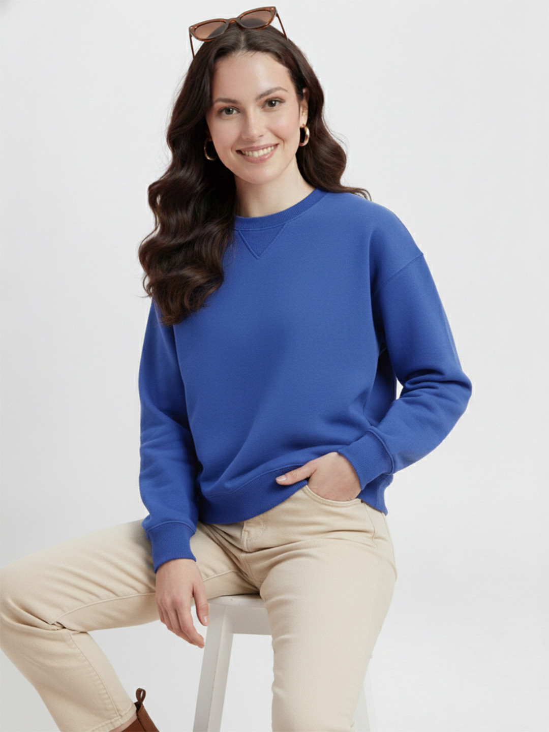 DressBerry Drop Shoulder Sweatshirt with Inner Fleece