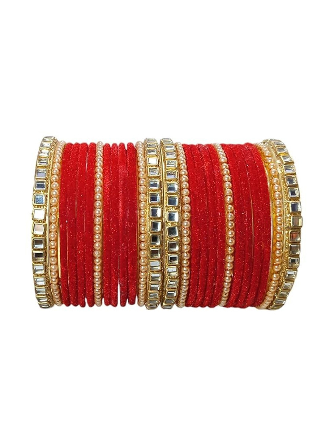 SD Star Red Glass Artificial Stones & Beads Bangle