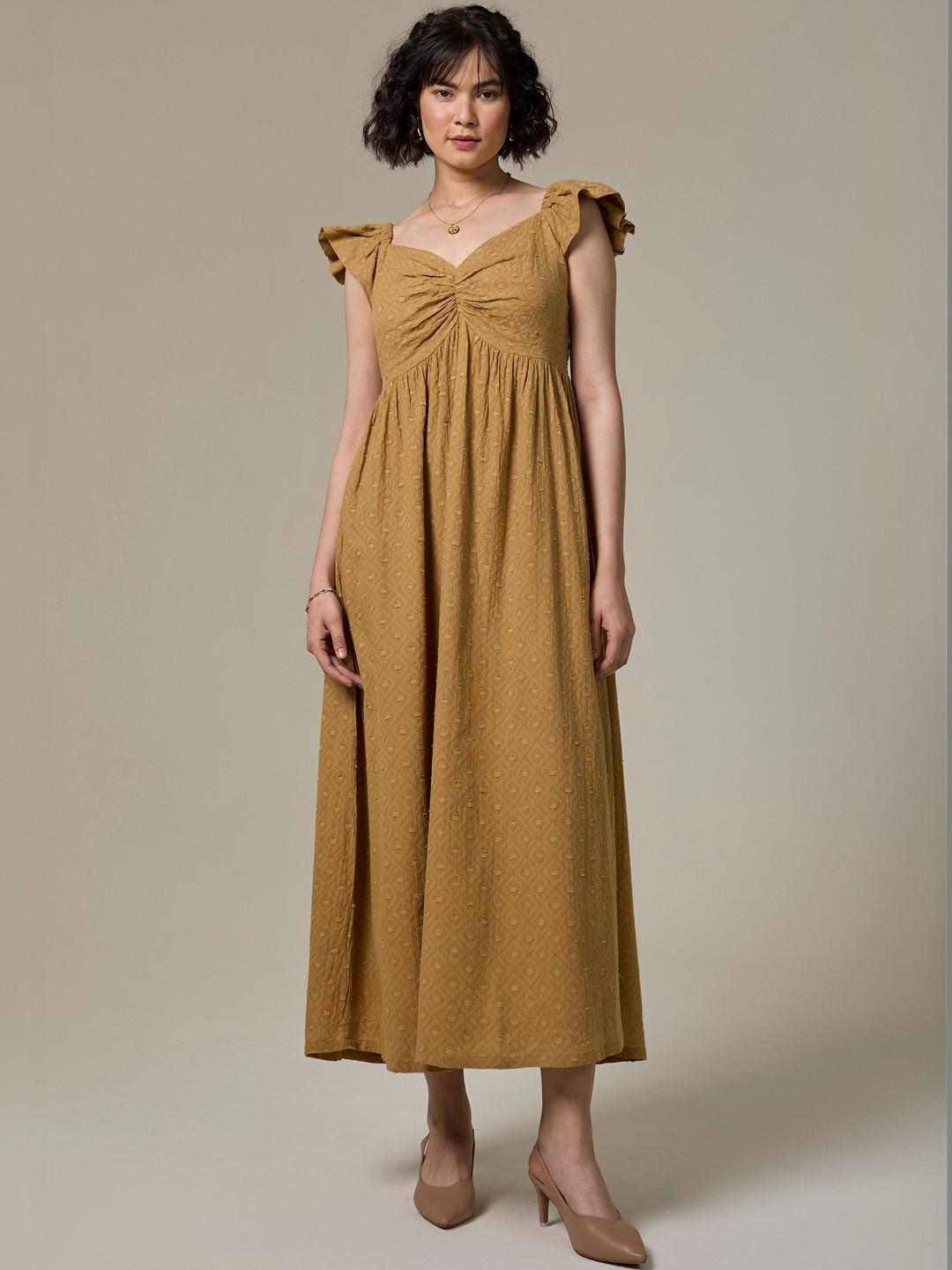 Studio Rabha Puff Sleeve Midi Dress