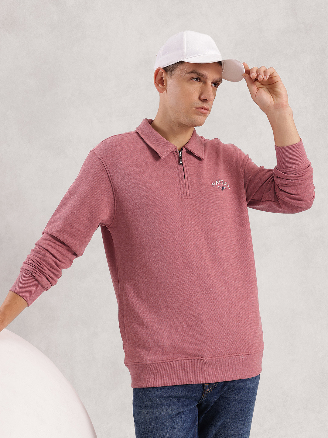 Nautica Shirt Collar Half Zipper Pullover