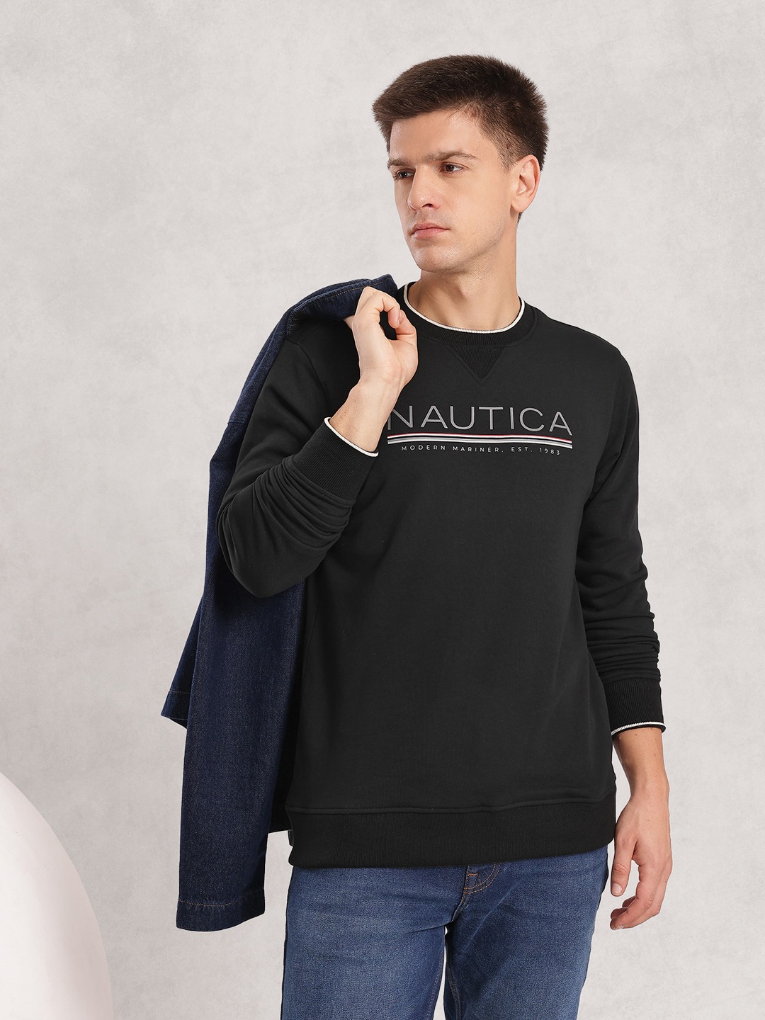 Nautica Brand Logo Print Relaxed Sweatshirt