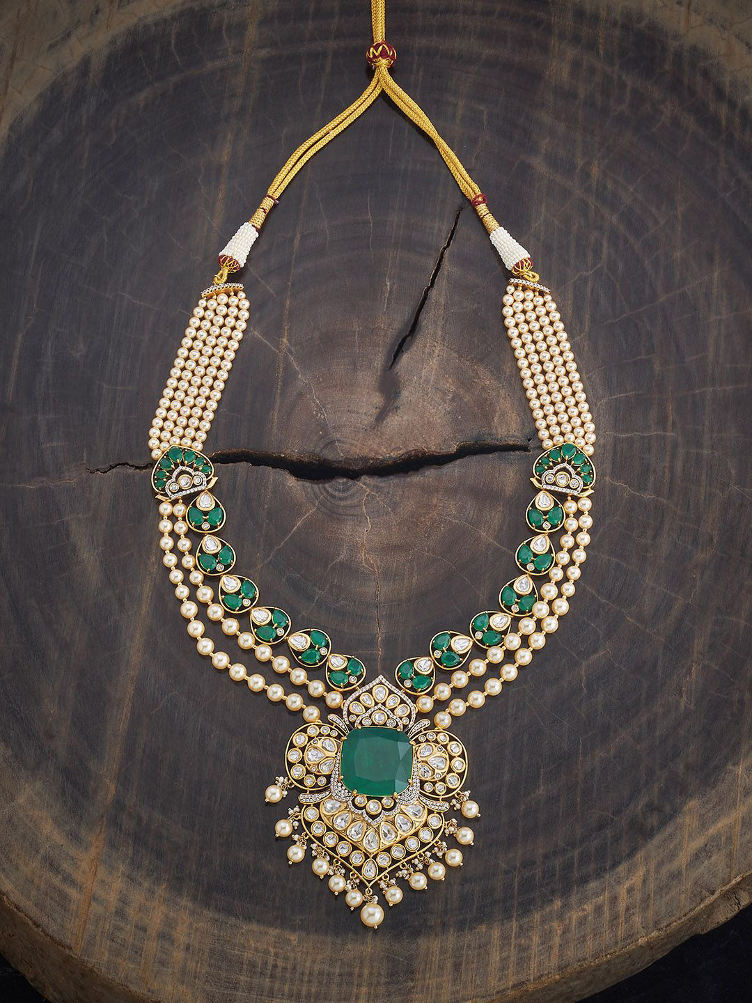 Kushal's Fashion Jewellery Victorian-Plated Kundan & Beaded Statement Necklace