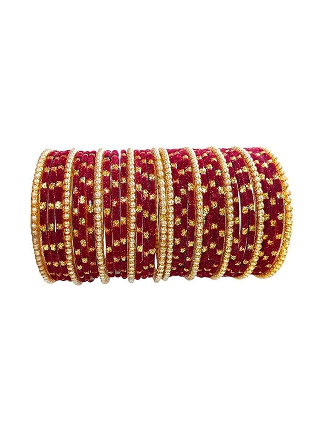 SD Star Maroon Glass Artificial Stones & Beads Bangle