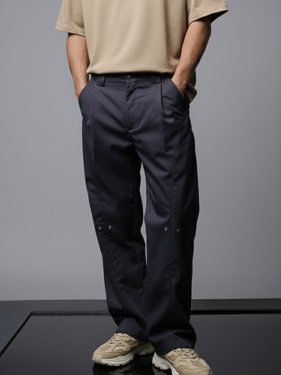 SOKO STREET Men Relaxed Fit Pleated Casual Korean Pants