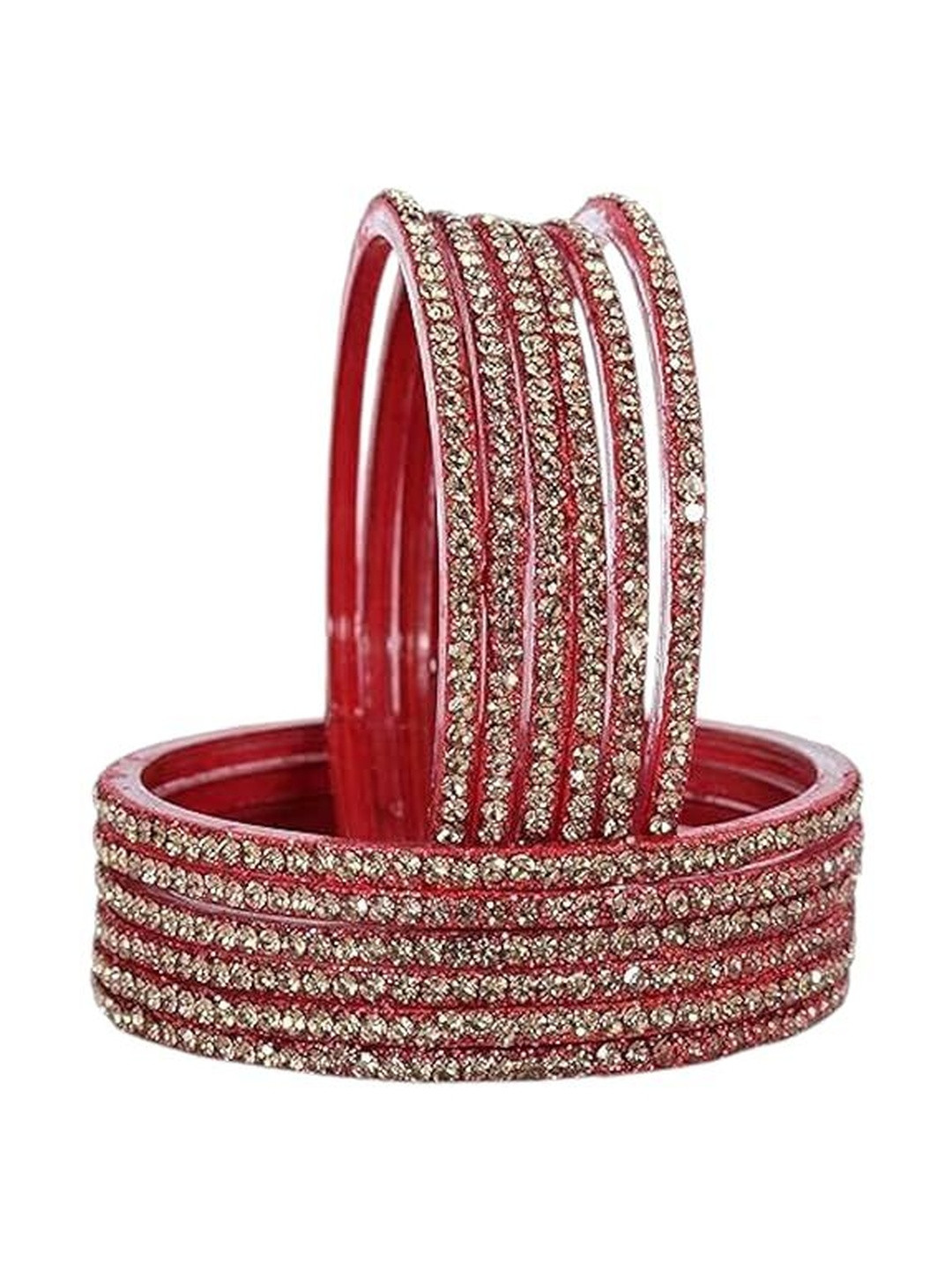 SD Star Red Glass Artificial Stones & Beads Bangle