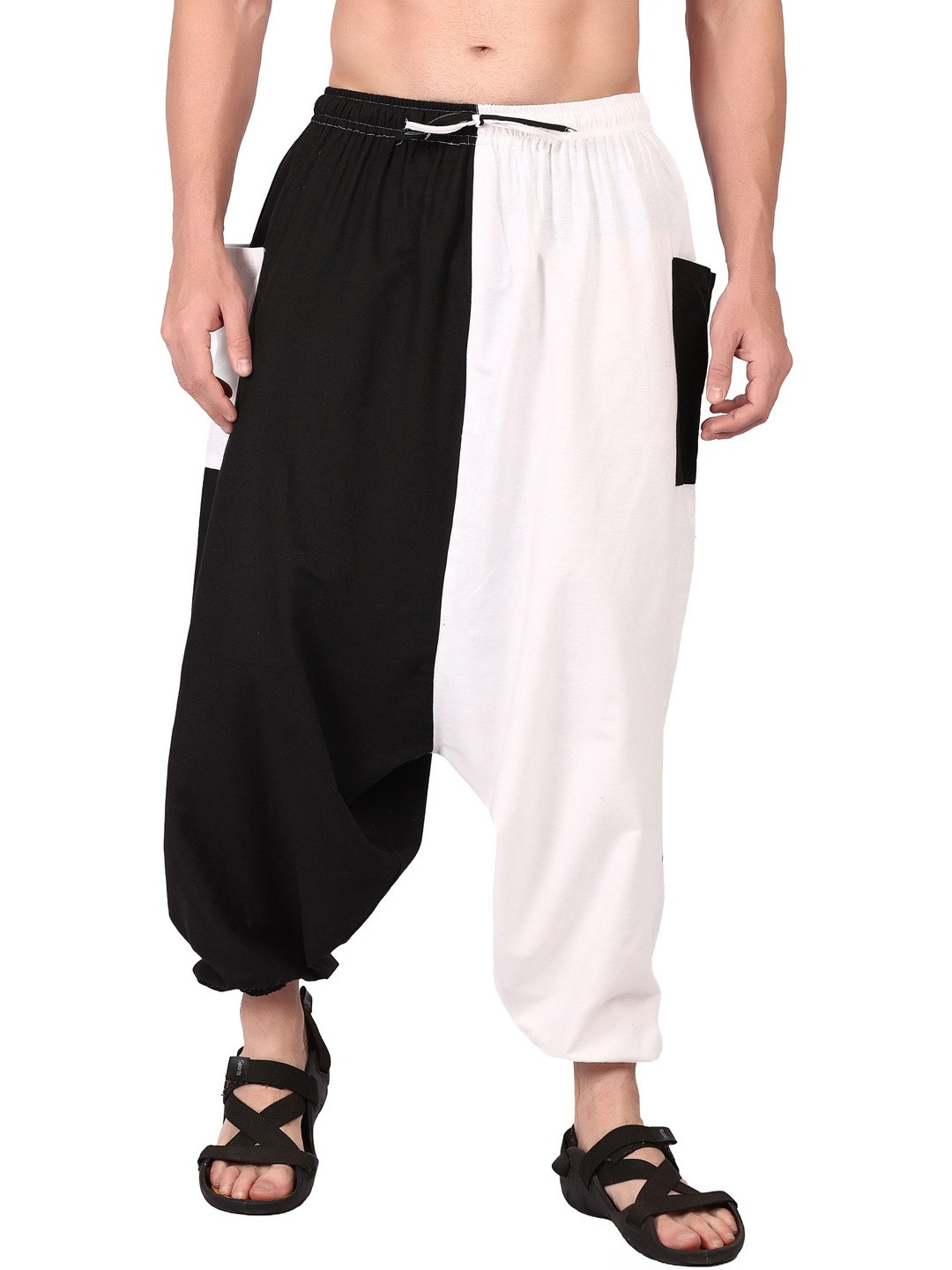 WHITEWHALE Unisex Colourblocked Loose Fit Harem Pants