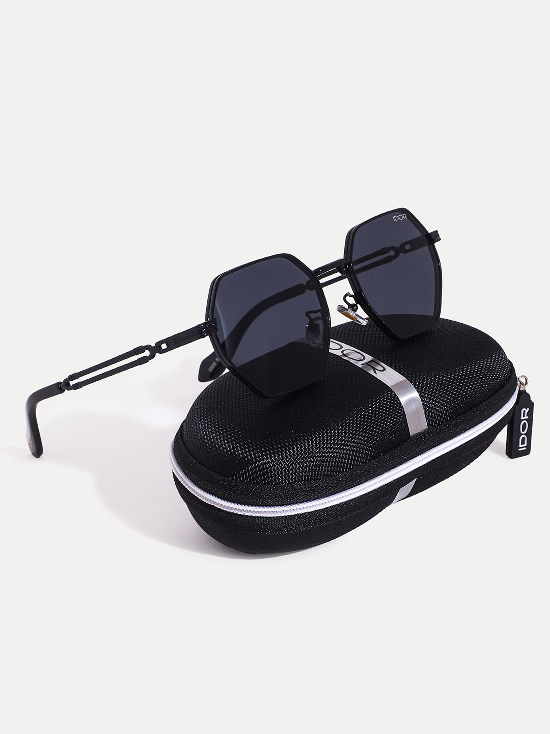 IDOR Unisex Square Sunglasses with UV Protected Lens IDOR-2555-BLK