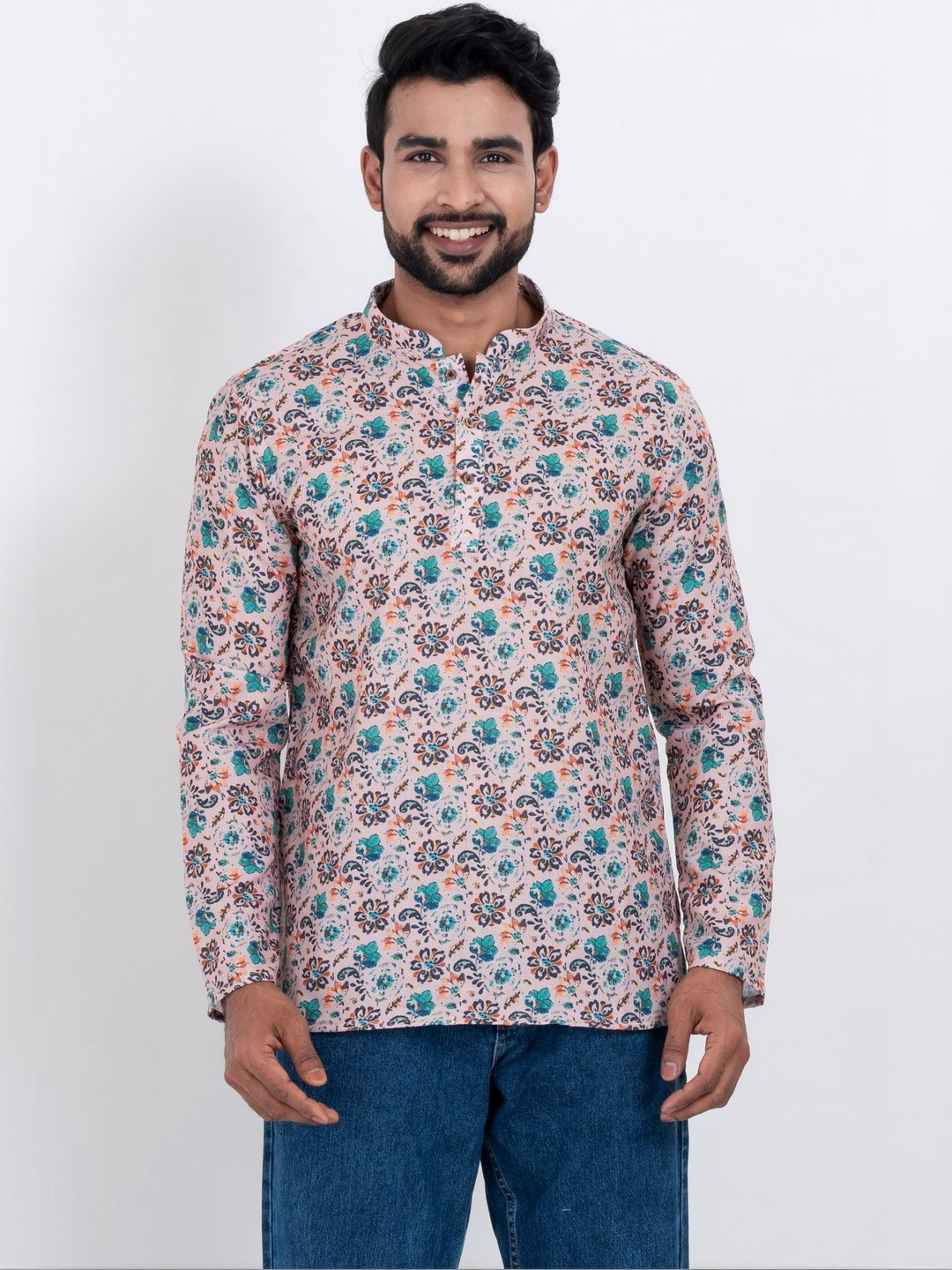 ROOTED LIBAAS Men Printed Thread Work Kurta